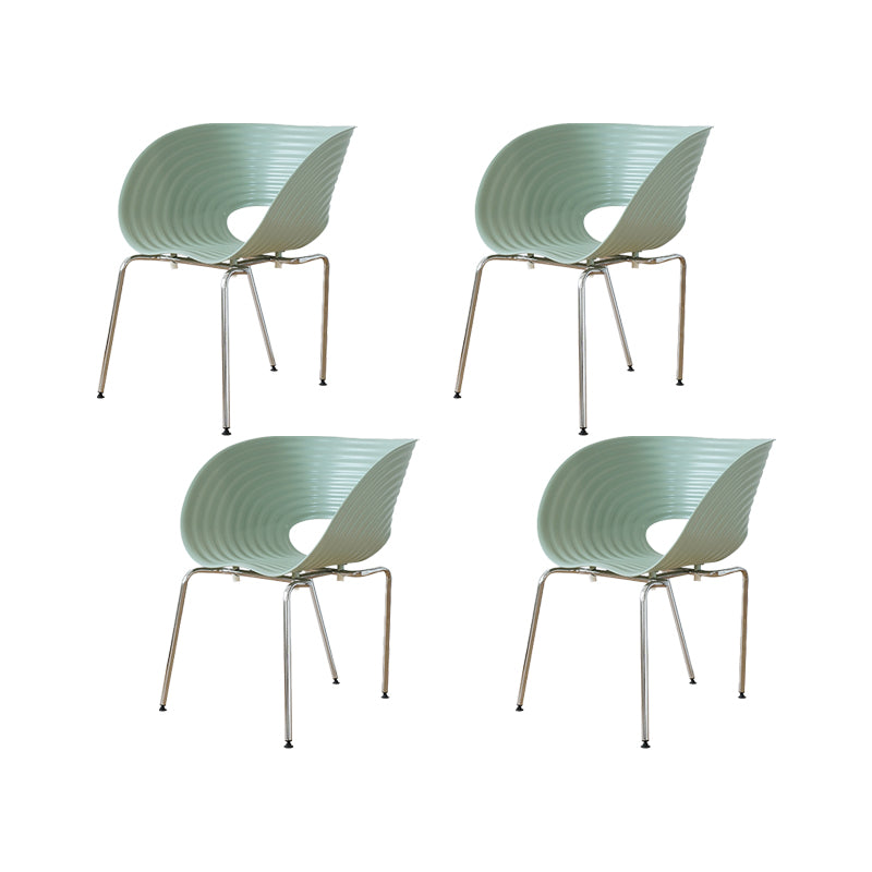 Silla de comedor interior con base metálica de plástico industrial para el hogar