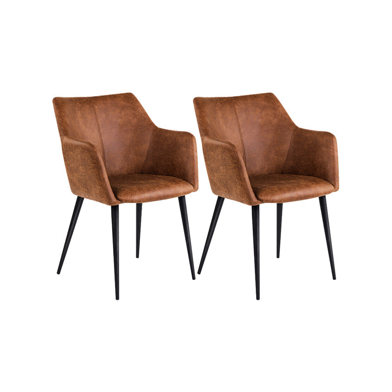 Faux Leather Arm Chair Metal Base Indoor Dining Chair for Dining Room Coffee 2 Piece Set Clearhalo 'Dining Chairs' 'Dining Tables & Seating' 'dining_chair' 'furn' 'furn_dining_chair' 'Furniture' 'Kitchen & Dining Furniture' 6956090
