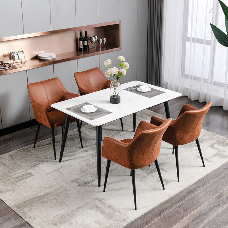 Faux Leather Arm Chair Metal Base Indoor Dining Chair for Dining Room Clearhalo 'Dining Chairs' 'Dining Tables & Seating' 'dining_chair' 'furn' 'furn_dining_chair' 'Furniture' 'Kitchen & Dining Furniture' 6956091