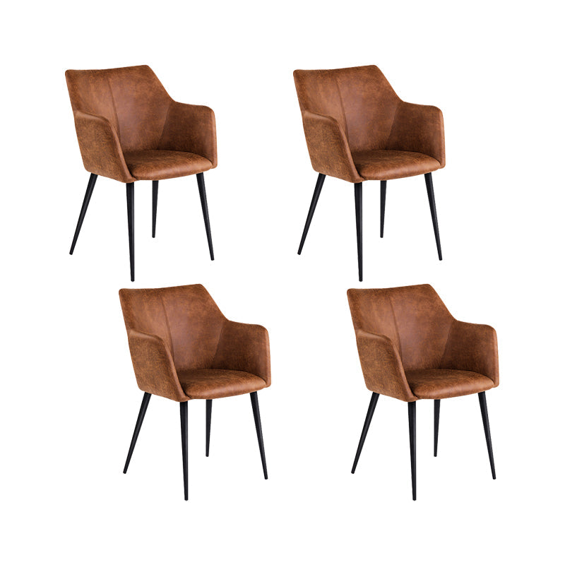Faux Leather Arm Chair Metal Base Indoor Dining Chair for Dining Room Coffee 4 Piece Set Clearhalo 'Dining Chairs' 'Dining Tables & Seating' 'dining_chair' 'furn' 'furn_dining_chair' 'Furniture' 'Kitchen & Dining Furniture' 6956092