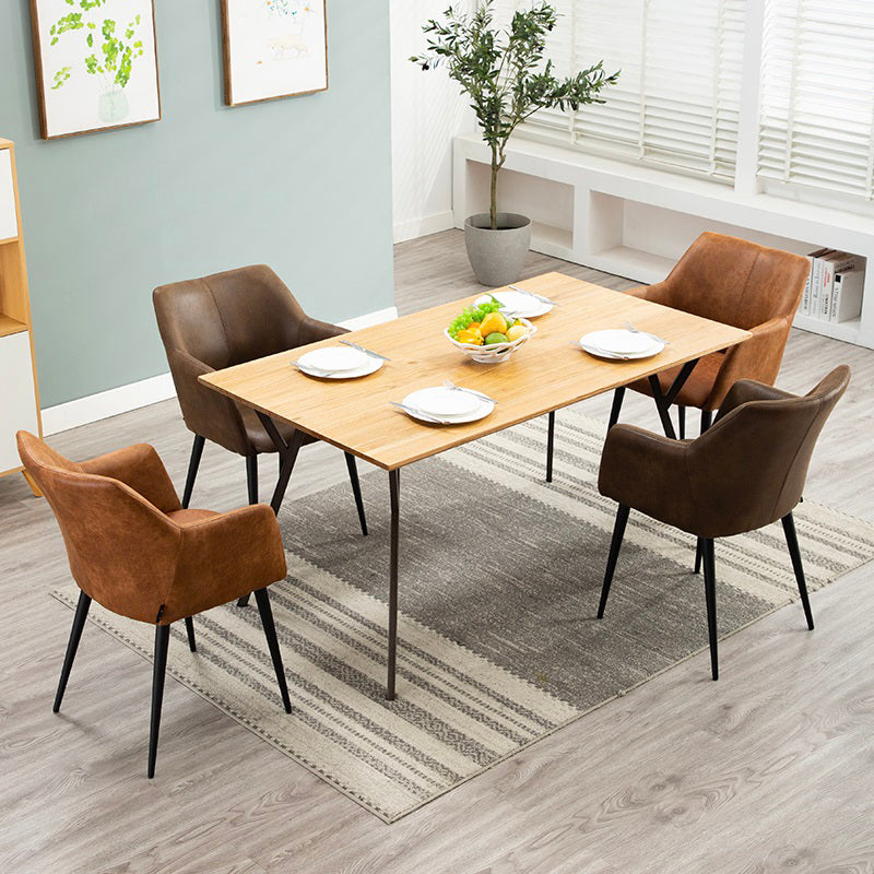 Faux Leather Arm Chair Metal Base Indoor Dining Chair for Dining Room Clearhalo 'Dining Chairs' 'Dining Tables & Seating' 'dining_chair' 'furn' 'furn_dining_chair' 'Furniture' 'Kitchen & Dining Furniture' 6956093