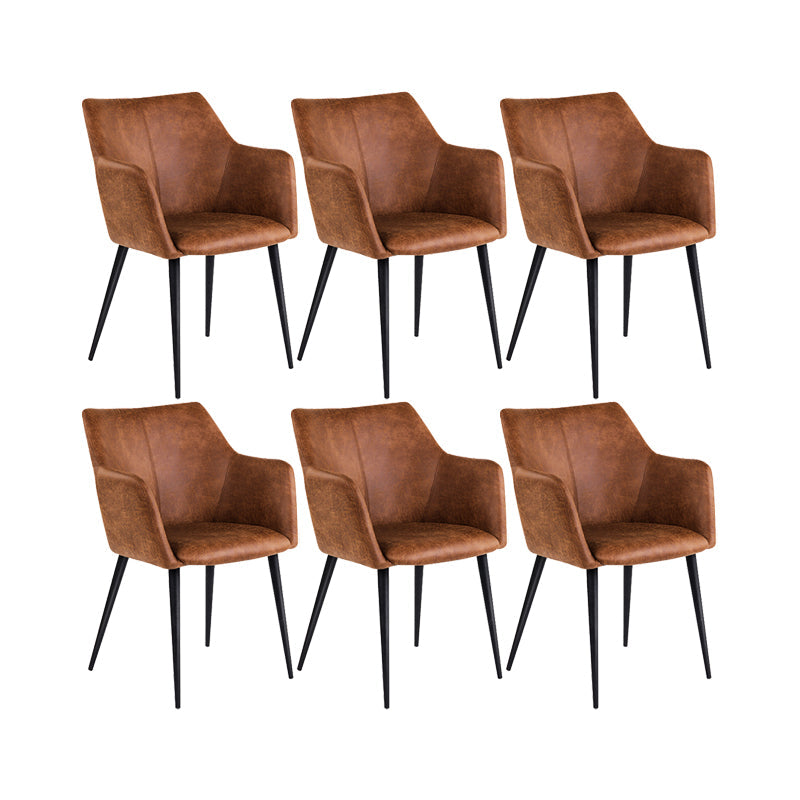 Faux Leather Arm Chair Metal Base Indoor Dining Chair for Dining Room Coffee 6 Piece Set Clearhalo 'Dining Chairs' 'Dining Tables & Seating' 'dining_chair' 'furn' 'furn_dining_chair' 'Furniture' 'Kitchen & Dining Furniture' 6956094