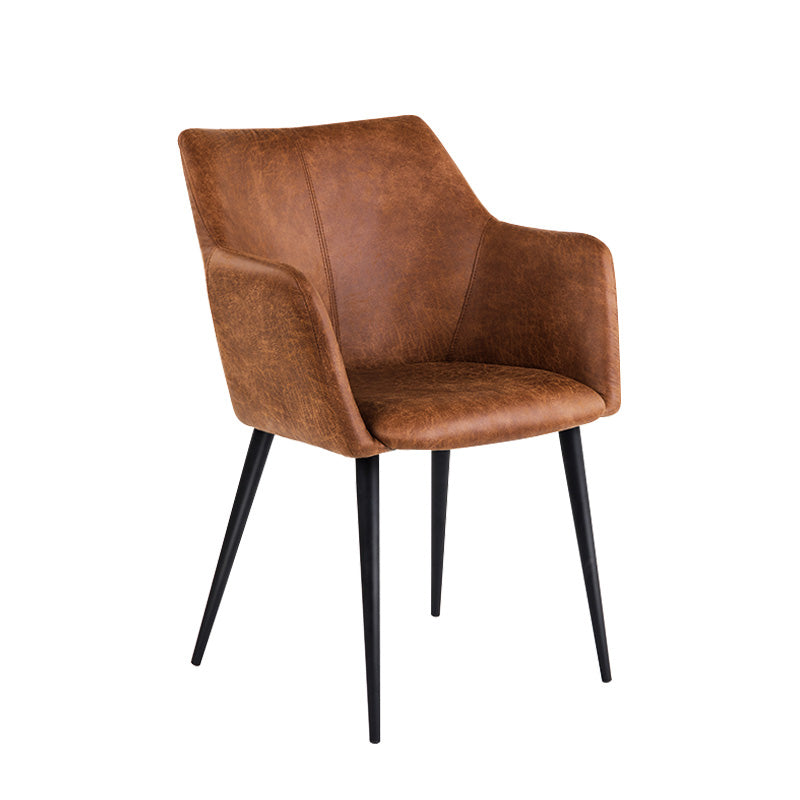 Faux Leather Arm Chair Metal Base Indoor Dining Chair for Dining Room Clearhalo 'Dining Chairs' 'Dining Tables & Seating' 'dining_chair' 'furn' 'furn_dining_chair' 'Furniture' 'Kitchen & Dining Furniture' 6956096