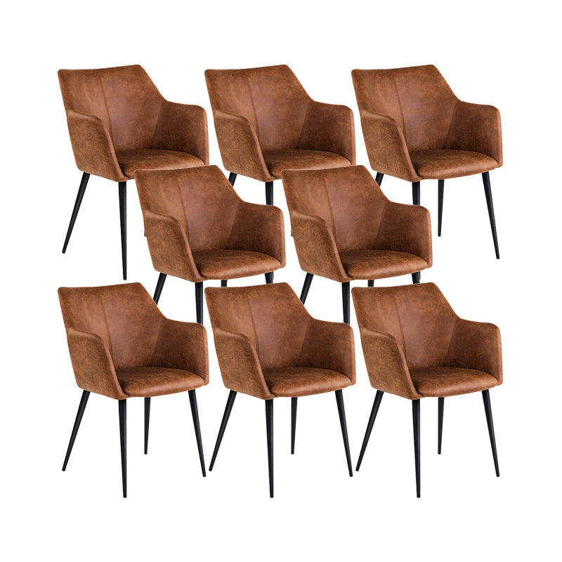 Faux Leather Arm Chair Metal Base Indoor Dining Chair for Dining Room Coffee 8 Piece Set Clearhalo 'Dining Chairs' 'Dining Tables & Seating' 'dining_chair' 'furn' 'furn_dining_chair' 'Furniture' 'Kitchen & Dining Furniture' 6956097