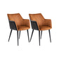 Faux Leather Arm Chair Metal Base Indoor Dining Chair for Dining Room Brown 2 Piece Set Clearhalo 'Dining Chairs' 'Dining Tables & Seating' 'dining_chair' 'furn' 'furn_dining_chair' 'Furniture' 'Kitchen & Dining Furniture' 6956101