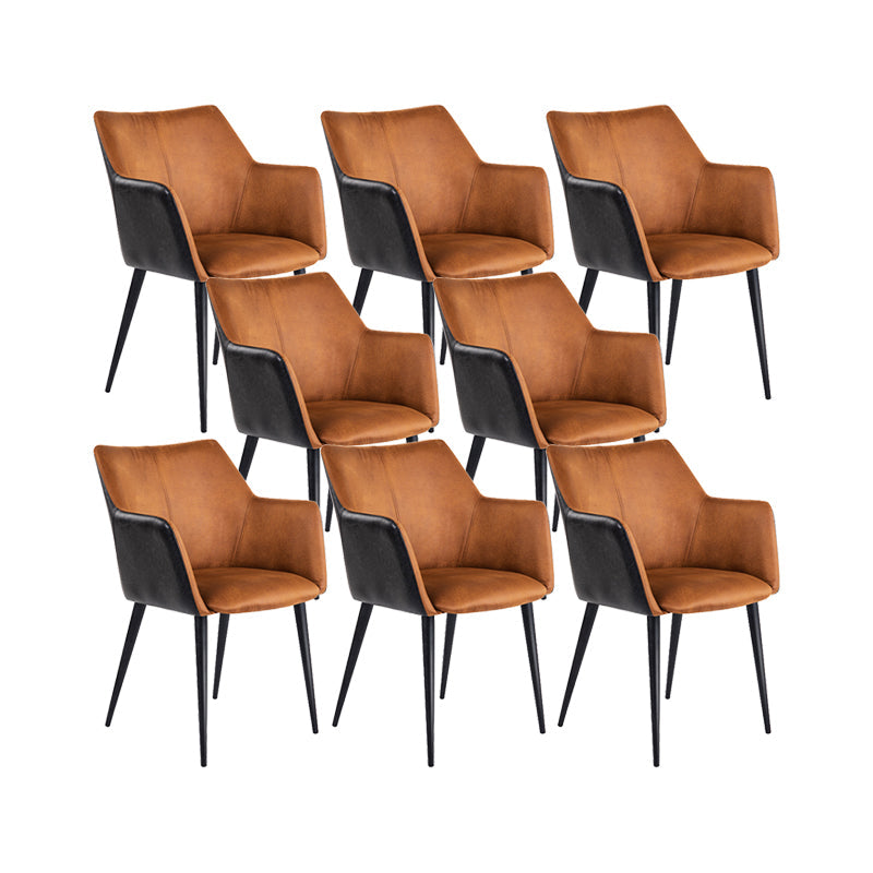 Faux Leather Arm Chair Metal Base Indoor Dining Chair for Dining Room Brown 8 Piece Set Clearhalo 'Dining Chairs' 'Dining Tables & Seating' 'dining_chair' 'furn' 'furn_dining_chair' 'Furniture' 'Kitchen & Dining Furniture' 6956106