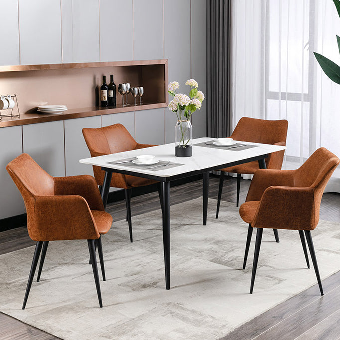 Faux Leather Arm Chair Metal Base Indoor Dining Chair for Dining Room Clearhalo 'Dining Chairs' 'Dining Tables & Seating' 'dining_chair' 'furn' 'furn_dining_chair' 'Furniture' 'Kitchen & Dining Furniture' 6956107