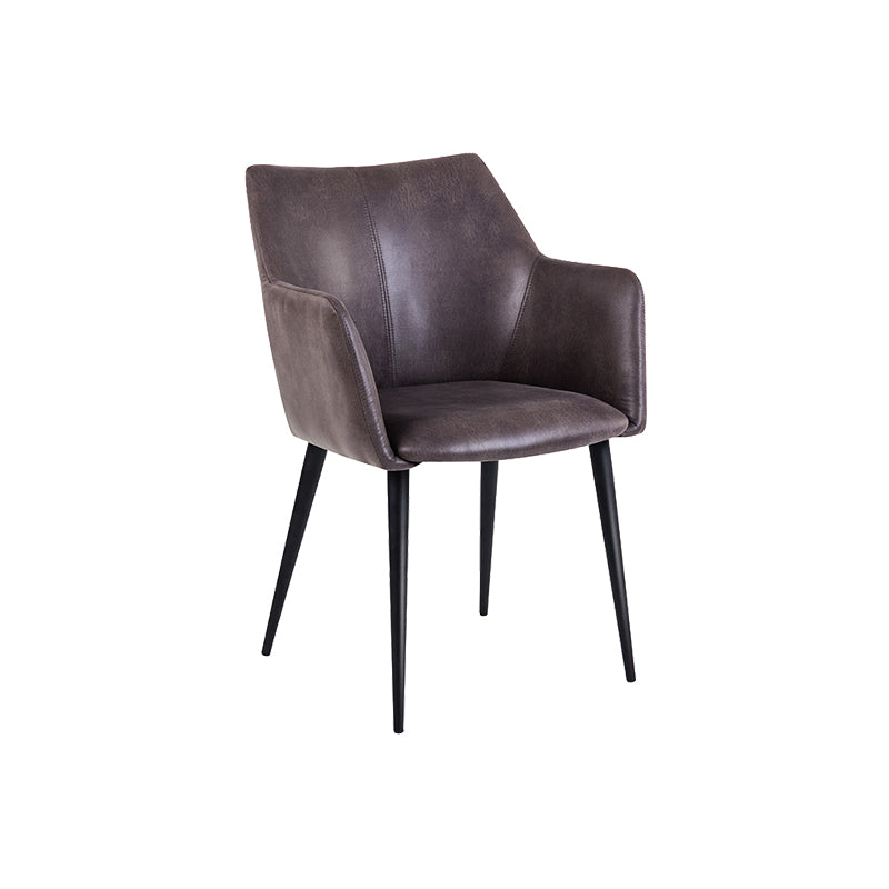 Faux Leather Arm Chair Metal Base Indoor Dining Chair for Dining Room Dark Coffee 1 Piece Clearhalo 'Dining Chairs' 'Dining Tables & Seating' 'dining_chair' 'furn' 'furn_dining_chair' 'Furniture' 'Kitchen & Dining Furniture' 6956108