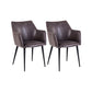 Faux Leather Arm Chair Metal Base Indoor Dining Chair for Dining Room Dark Coffee 2 Piece Set Clearhalo 'Dining Chairs' 'Dining Tables & Seating' 'dining_chair' 'furn' 'furn_dining_chair' 'Furniture' 'Kitchen & Dining Furniture' 6956109