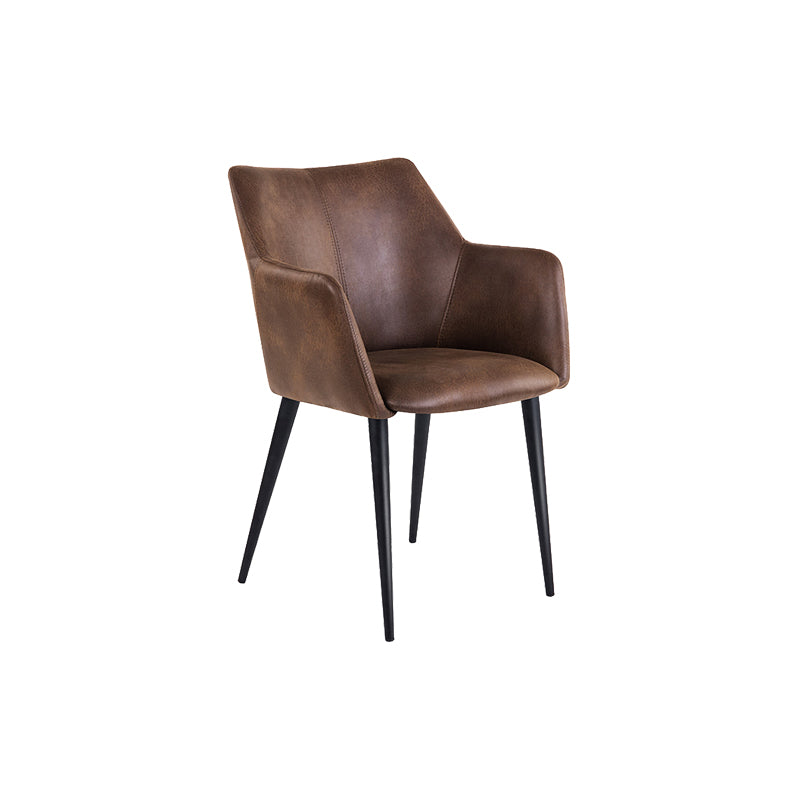 Faux Leather Arm Chair Metal Base Indoor Dining Chair for Dining Room Light Coffee 1 Piece Clearhalo 'Dining Chairs' 'Dining Tables & Seating' 'dining_chair' 'furn' 'furn_dining_chair' 'Furniture' 'Kitchen & Dining Furniture' 6956113