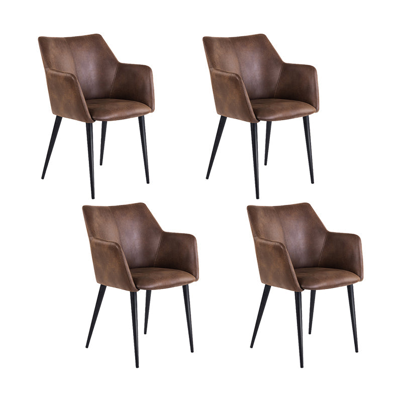 Faux Leather Arm Chair Metal Base Indoor Dining Chair for Dining Room Light Coffee 4 Piece Set Clearhalo 'Dining Chairs' 'Dining Tables & Seating' 'dining_chair' 'furn' 'furn_dining_chair' 'Furniture' 'Kitchen & Dining Furniture' 6956115