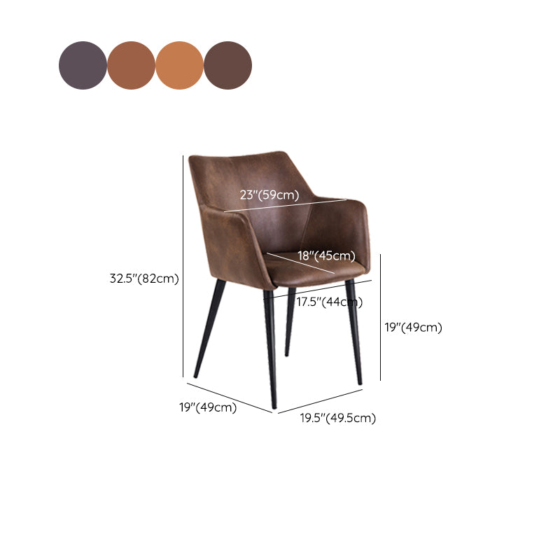 Faux Leather Arm Chair Metal Base Indoor Dining Chair for Dining Room Clearhalo 'Dining Chairs' 'Dining Tables & Seating' 'dining_chair' 'furn' 'furn_dining_chair' 'Furniture' 'Kitchen & Dining Furniture' 6956118