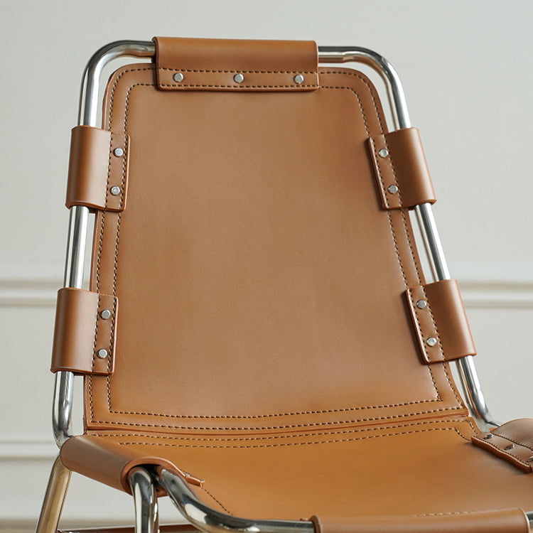 Silla lateral de estilo moderno silla de comedor de base de metal de cuero para casa