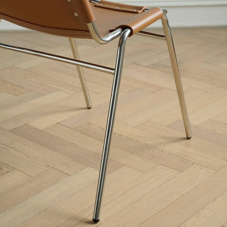 Silla lateral de estilo moderno silla de comedor de base de metal de cuero para casa
