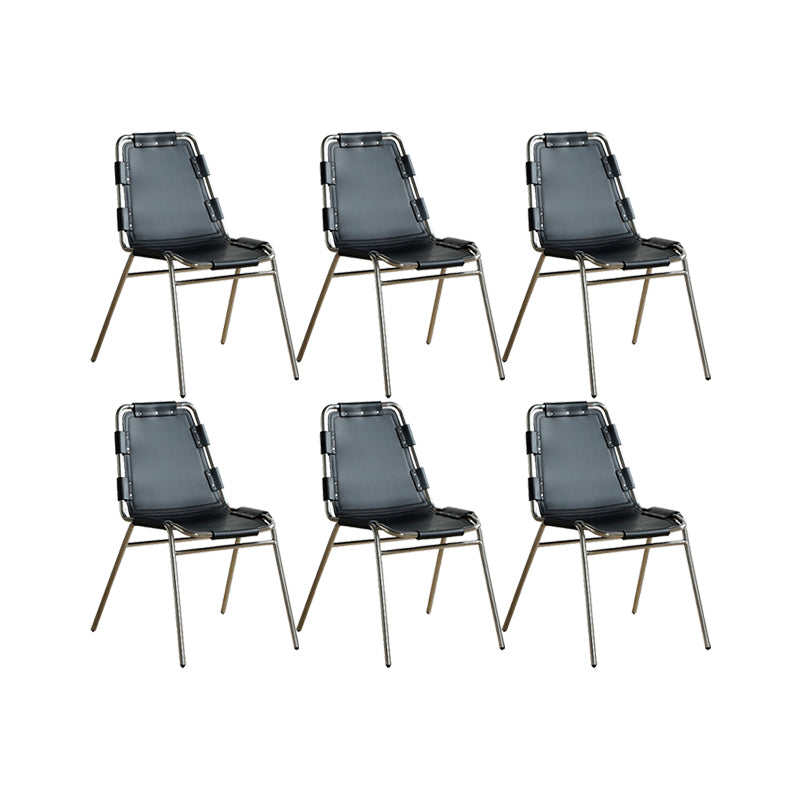 Silla lateral de estilo moderno silla de comedor de base de metal de cuero para casa