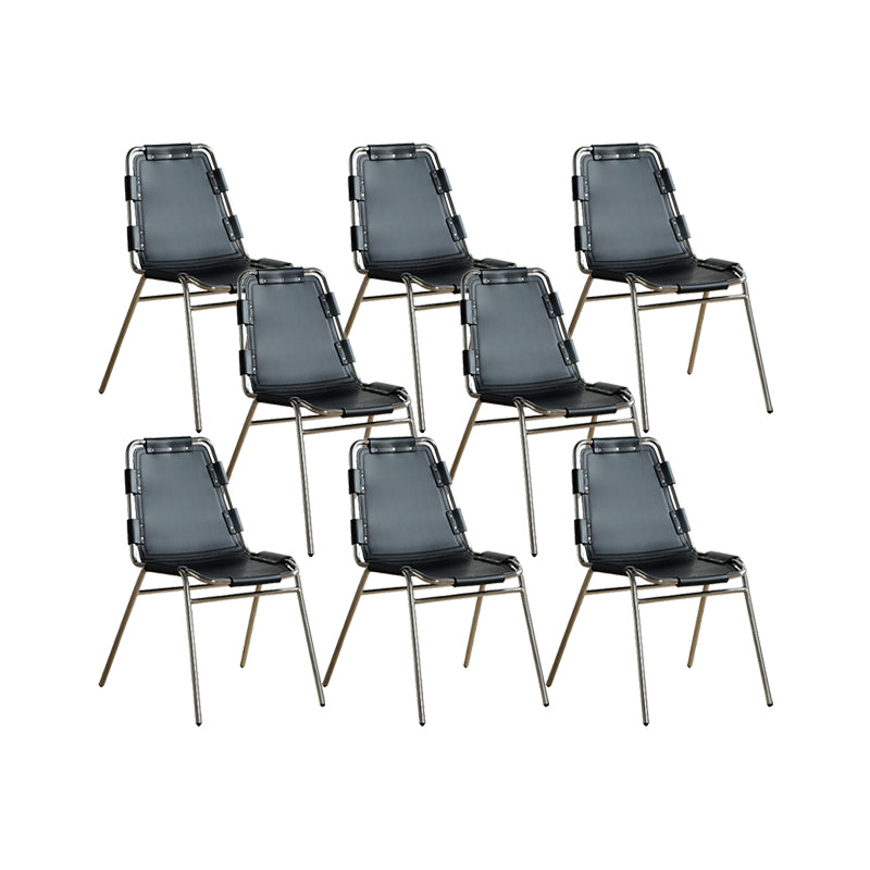Silla lateral de estilo moderno silla de comedor de base de metal de cuero para casa