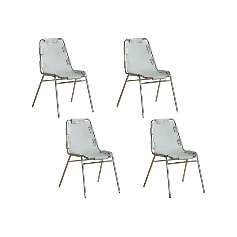 Silla lateral de estilo moderno silla de comedor de base de metal de cuero para casa