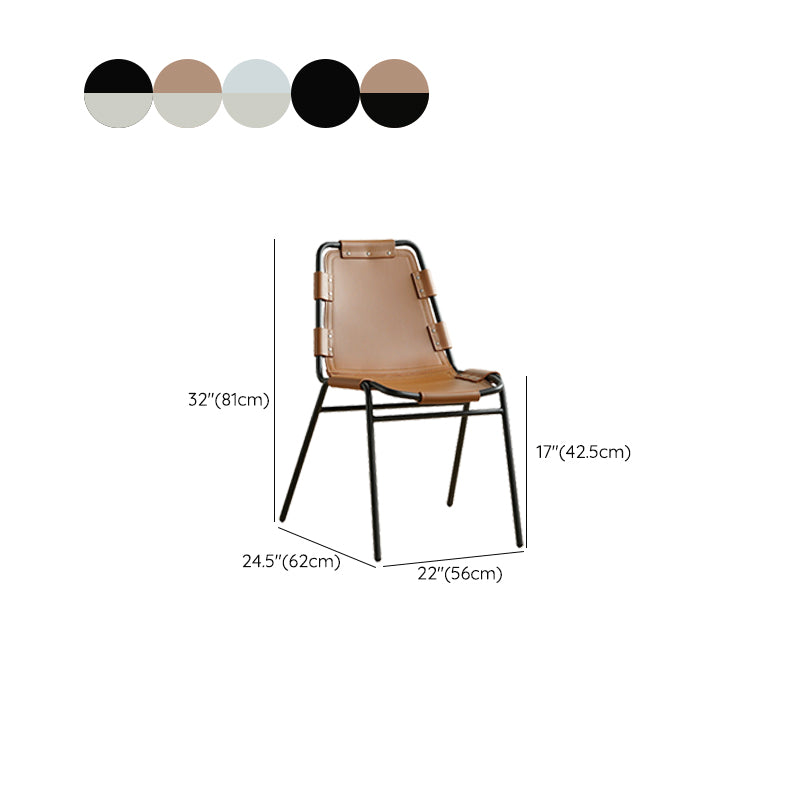 Silla lateral de estilo moderno silla de comedor de base de metal de cuero para casa