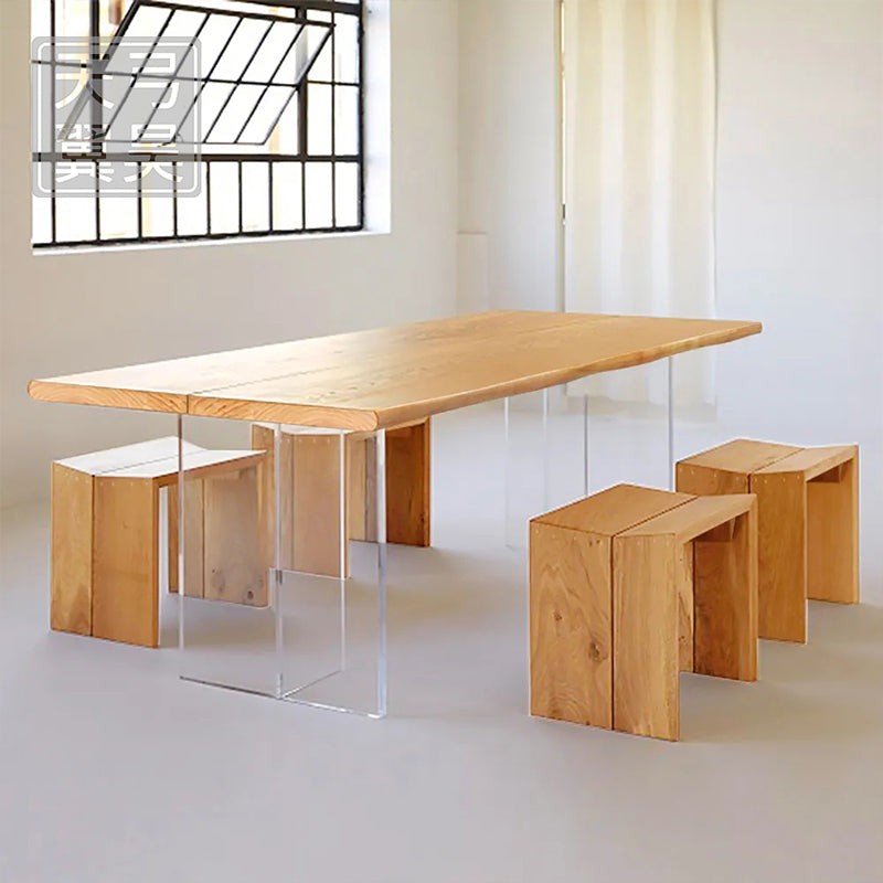 産業長方形のウッドダイニングテーブル1/5/7ピースリビングルーム用のダイニングセット