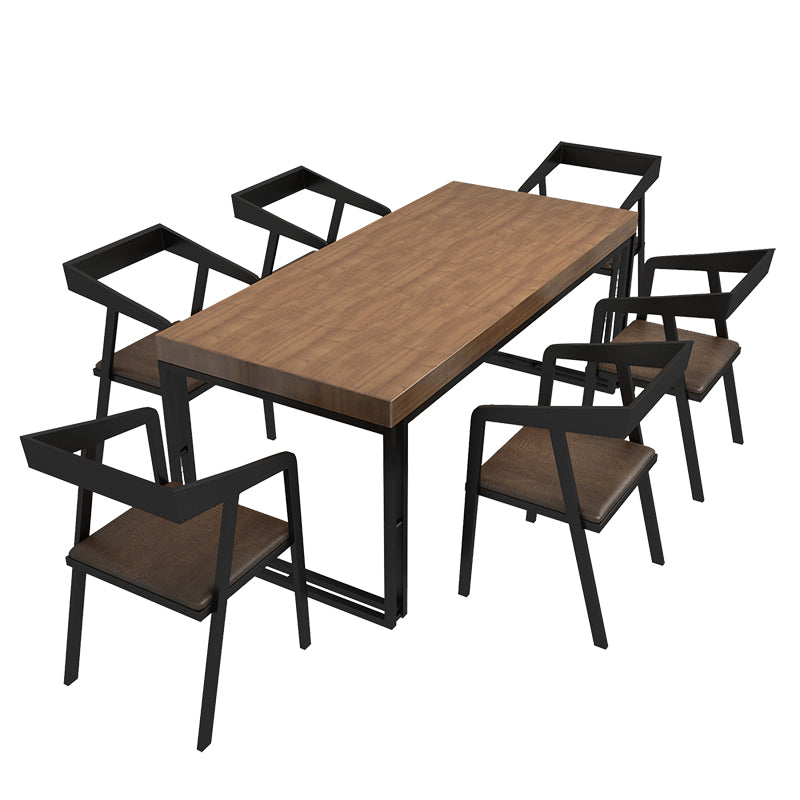 Industrial Rectangle Wood Dining Table 1/5/7 Pieces Dining Set for Barbecue Shop Clearhalo 'Dining Room Sets' 'Dining Tables & Seating' 'dining_room_set' 'furn' 'furn_dining_room_set' 'Furniture' 'Kitchen & Dining Furniture' 6956280