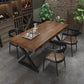 Industrial Rectangle Wood Dining Table 1/3/5/7 Pieces Dining Set for Bar 5 Pieces: Table, 4 Dark Brown Chairs Clearhalo 'Dining Room Sets' 'Dining Tables & Seating' 'dining_room_set' 'furn' 'furn_dining_room_set' 'Furniture' 'Kitchen & Dining Furniture' 6956296