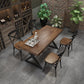 Industrial Rectangle Wood Dining Table 1/3/5/7 Pieces Dining Set for Bar 5 Pieces: Table, 4 Black Brown Chairs Clearhalo 'Dining Room Sets' 'Dining Tables & Seating' 'dining_room_set' 'furn' 'furn_dining_room_set' 'Furniture' 'Kitchen & Dining Furniture' 6956297
