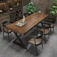 Industrial Rectangle Wood Dining Table 1/3/5/7 Pieces Dining Set for Bar 7 Pieces: 1 Table, 6 Dark Brown Chairs Clearhalo 'Dining Room Sets' 'Dining Tables & Seating' 'dining_room_set' 'furn' 'furn_dining_room_set' 'Furniture' 'Kitchen & Dining Furniture' 6956302