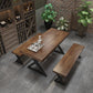 Industrial Rectangle Wood Dining Table 1/3/5/7 Pieces Dining Set for Bar 3 Pieces: Table, 2 Benches Clearhalo 'Dining Room Sets' 'Dining Tables & Seating' 'dining_room_set' 'furn' 'furn_dining_room_set' 'Furniture' 'Kitchen & Dining Furniture' 6956303