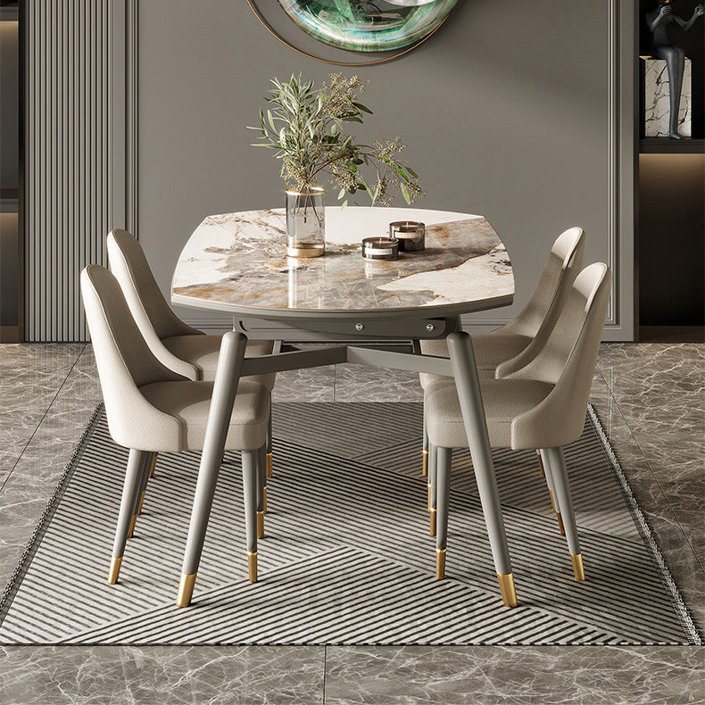 Dining Room Dinner Table Extendable 4 Legs Kitchen Dining Table Clearhalo 'Dining Tables & Seating' 'Dining Tables' 'dining_table' 'furn' 'furn_dining_table' 'Furniture' 'Kitchen & Dining Furniture' 6956467