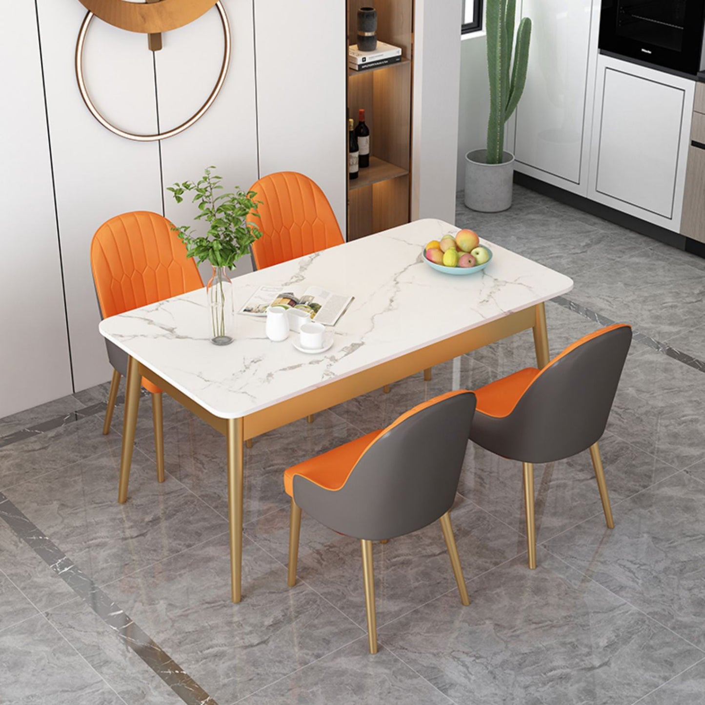 Esszimmer-Luxus-Esstisch, Küche, Stein-Esstisch mit 4 Beinen