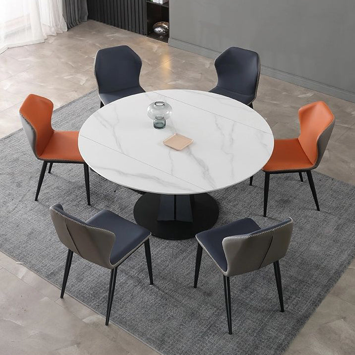 Modern Style Extendable Table Pedestal Dining Table for Kitchen Clearhalo 'Dining Tables & Seating' 'Dining Tables' 'dining_table' 'furn' 'furn_dining_table' 'Furniture' 'Kitchen & Dining Furniture' 6956568
