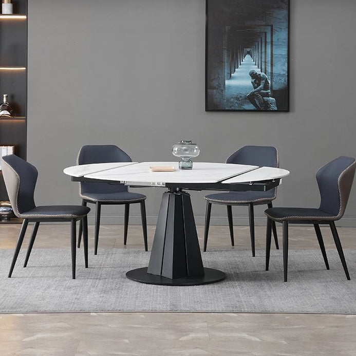 Modern Style Extendable Table Pedestal Dining Table for Kitchen Clearhalo 'Dining Tables & Seating' 'Dining Tables' 'dining_table' 'furn' 'furn_dining_table' 'Furniture' 'Kitchen & Dining Furniture' 6956569