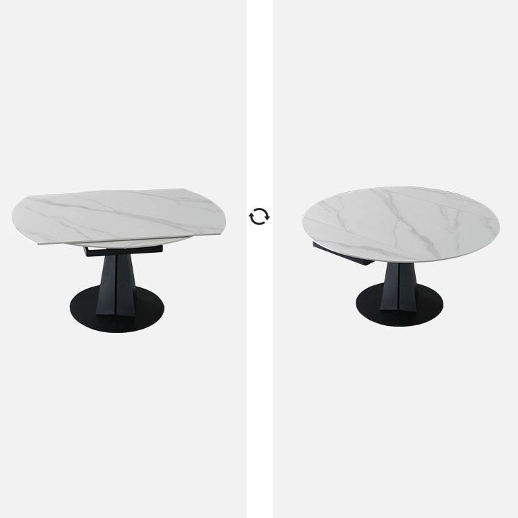 Modern Style Extendable Table Pedestal Dining Table for Kitchen Clearhalo 'Dining Tables & Seating' 'Dining Tables' 'dining_table' 'furn' 'furn_dining_table' 'Furniture' 'Kitchen & Dining Furniture' 6956577