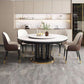 Glam Style Table Pedestal Dining Table with Turntable for Kitchen