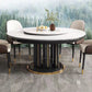 Glam Style Table Pedestal Dining Table with Turntable for Kitchen