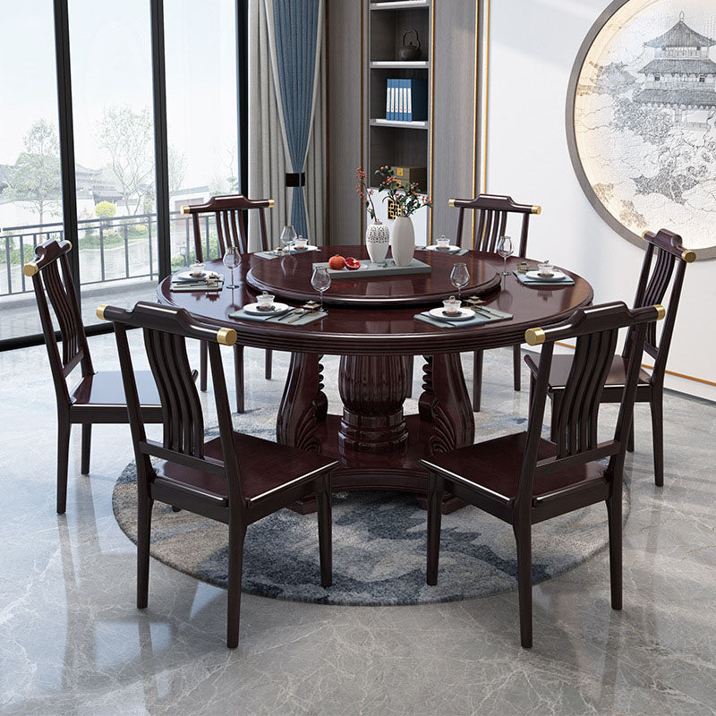 Wood Pedestal Dining Table Turntable Dining Table for Dining Room Clearhalo 'Dining Tables & Seating' 'Dining Tables' 'dining_table' 'furn' 'furn_dining_table' 'Furniture' 'Kitchen & Dining Furniture' 6956675