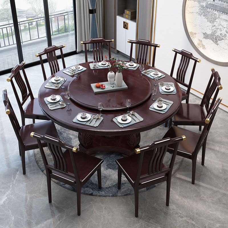 Wood Pedestal Dining Table Turntable Dining Table for Dining Room Clearhalo 'Dining Tables & Seating' 'Dining Tables' 'dining_table' 'furn' 'furn_dining_table' 'Furniture' 'Kitchen & Dining Furniture' 6956677