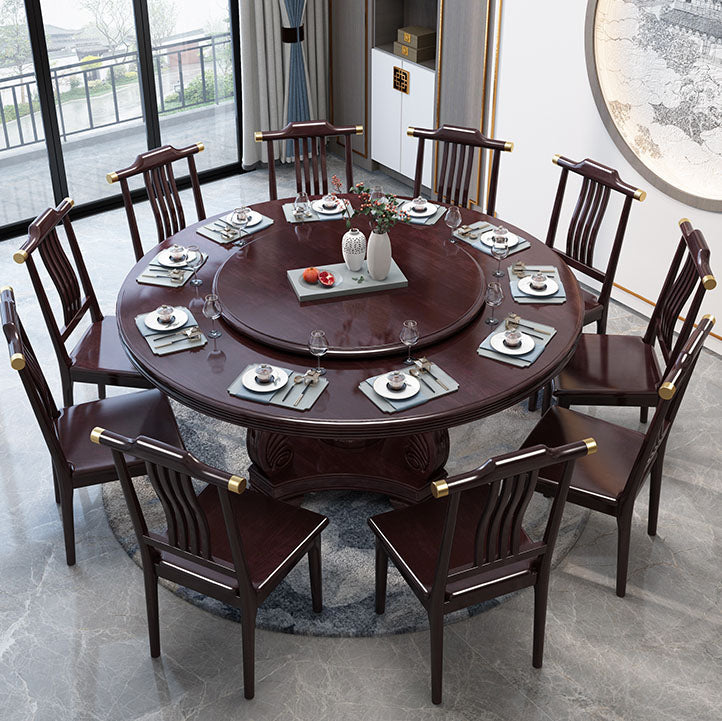 Wood Pedestal Dining Table Turntable Dining Table for Dining Room Clearhalo 'Dining Tables & Seating' 'Dining Tables' 'dining_table' 'furn' 'furn_dining_table' 'Furniture' 'Kitchen & Dining Furniture' 6956679