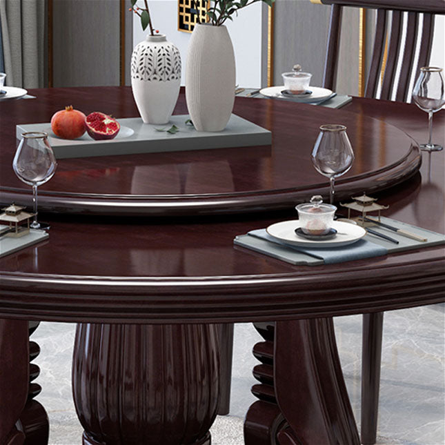 Wood Pedestal Dining Table Turntable Dining Table for Dining Room Clearhalo 'Dining Tables & Seating' 'Dining Tables' 'dining_table' 'furn' 'furn_dining_table' 'Furniture' 'Kitchen & Dining Furniture' 6956683