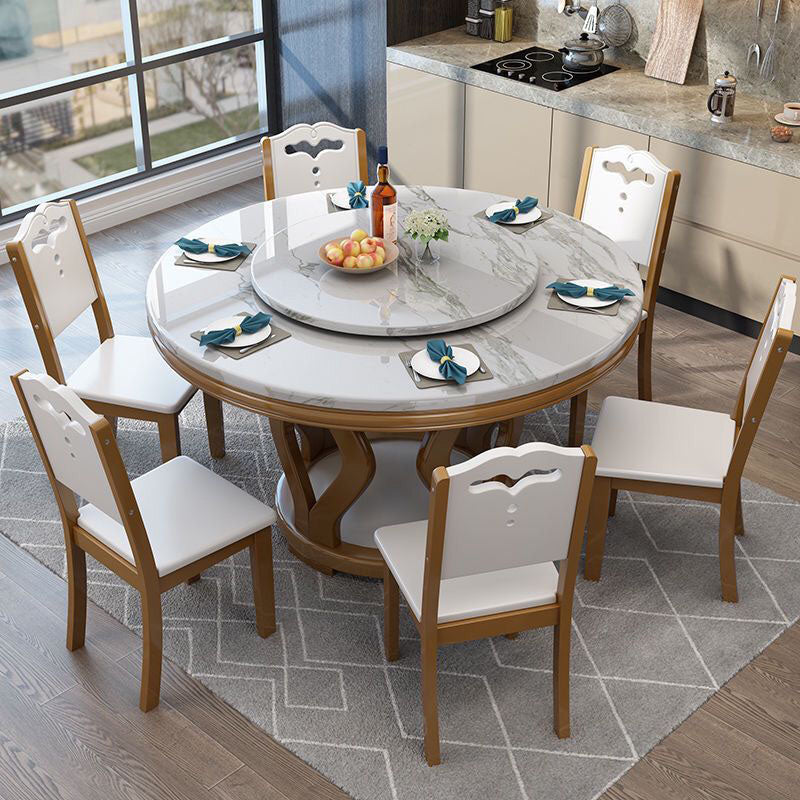 Solid Wood Base Table Convertible Dining Table for Kitchen Dining Room