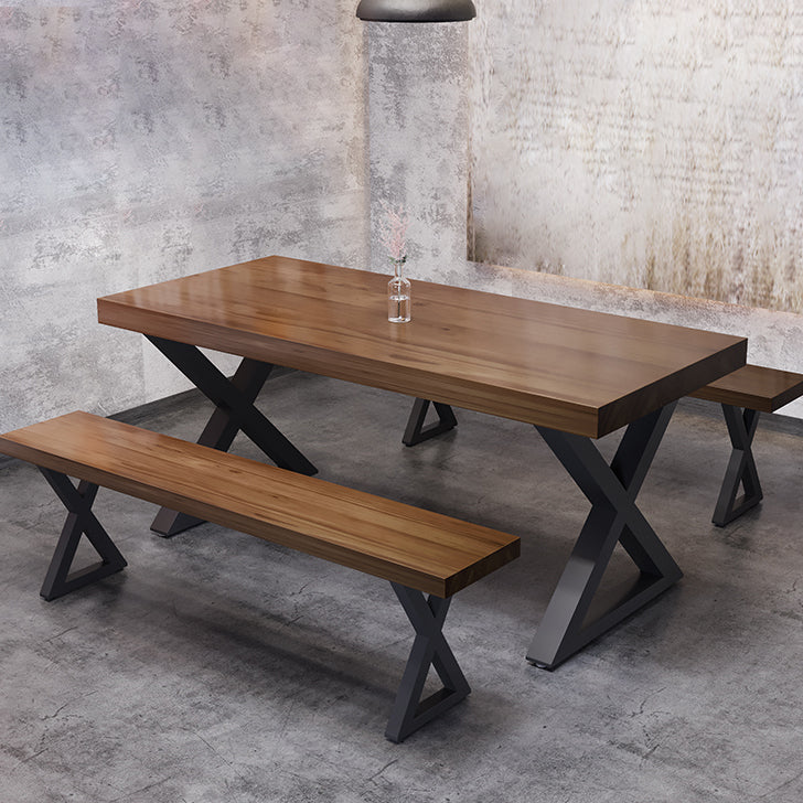 Solid Wood Dining Table Industrial Style Dining Table with Black Frame Clearhalo 'Dining Tables & Seating' 'Dining Tables' 'dining_table' 'furn' 'furn_dining_table' 'Furniture' 'Kitchen & Dining Furniture' 6956809