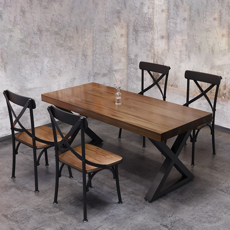Solid Wood Dining Table Industrial Style Dining Table with Black Frame Clearhalo 'Dining Tables & Seating' 'Dining Tables' 'dining_table' 'furn' 'furn_dining_table' 'Furniture' 'Kitchen & Dining Furniture' 6956810