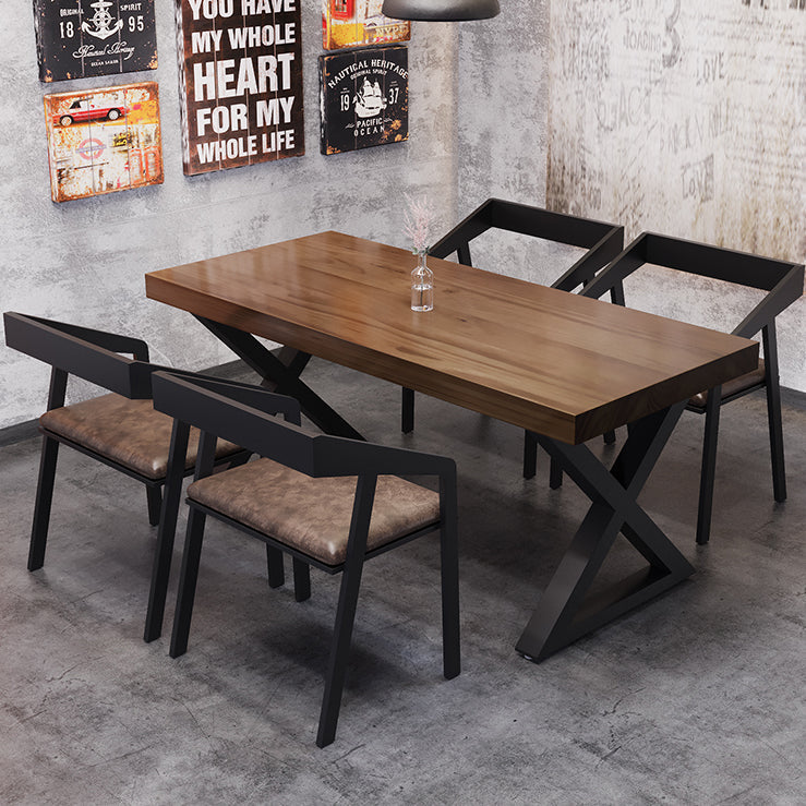 Solid Wood Dining Table Industrial Style Dining Table with Black Frame Clearhalo 'Dining Tables & Seating' 'Dining Tables' 'dining_table' 'furn' 'furn_dining_table' 'Furniture' 'Kitchen & Dining Furniture' 6956816