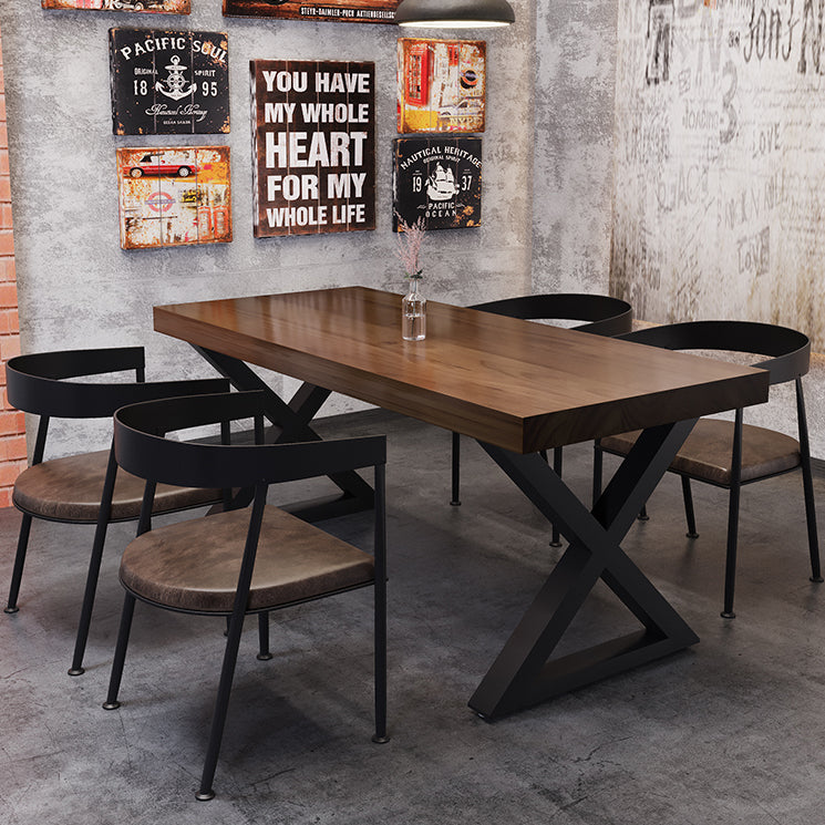 Solid Wood Dining Table Industrial Style Dining Table with Black Frame Clearhalo 'Dining Tables & Seating' 'Dining Tables' 'dining_table' 'furn' 'furn_dining_table' 'Furniture' 'Kitchen & Dining Furniture' 6956817