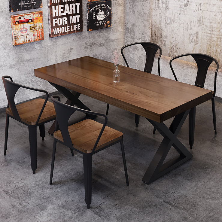 Solid Wood Dining Table Industrial Style Dining Table with Black Frame Clearhalo 'Dining Tables & Seating' 'Dining Tables' 'dining_table' 'furn' 'furn_dining_table' 'Furniture' 'Kitchen & Dining Furniture' 6956818