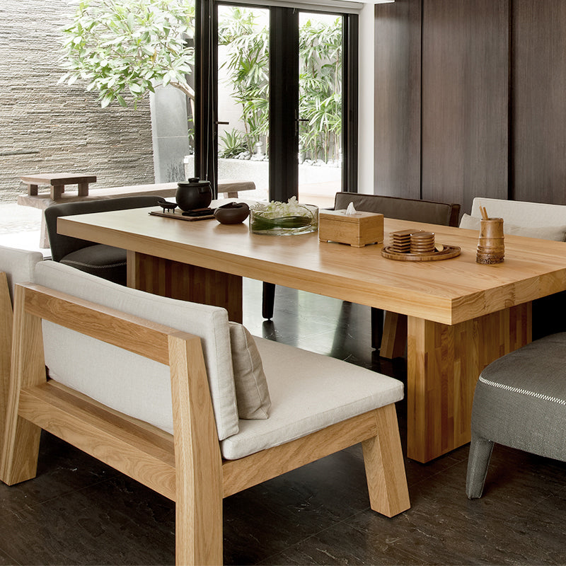 Modern Style Dining Table Rectangle Solid Wood Dining Table with Double Pedestal Clearhalo 'Dining Tables & Seating' 'Dining Tables' 'dining_table' 'furn' 'furn_dining_table' 'Furniture' 'Kitchen & Dining Furniture' 6956825