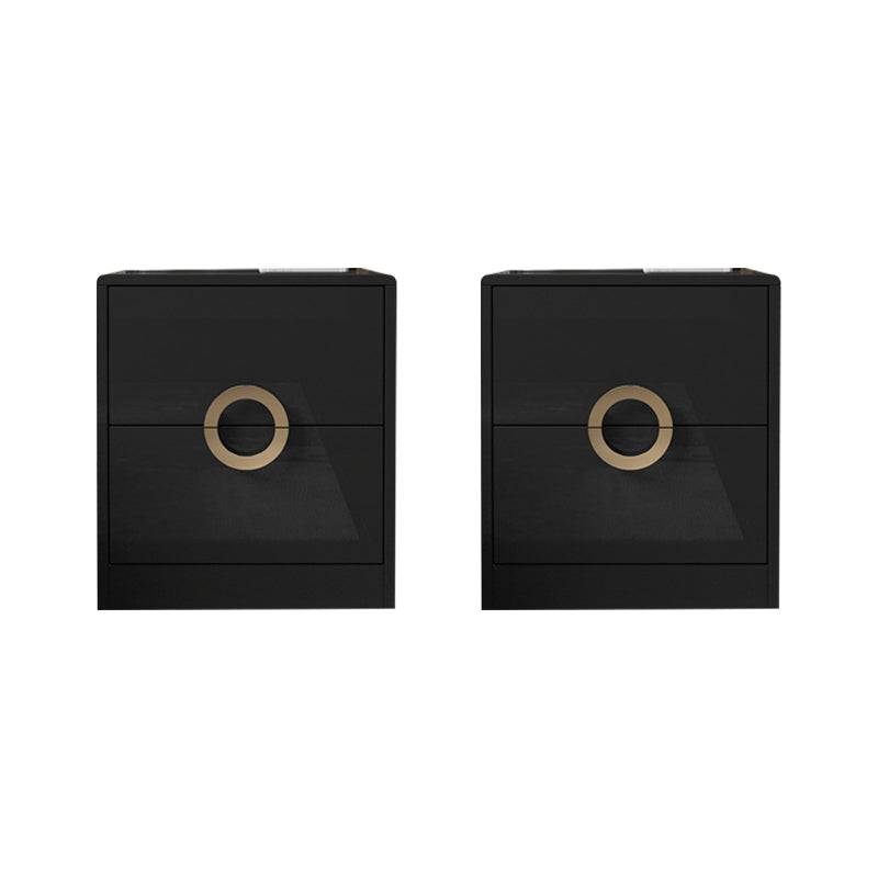 Contemporary Accent Table Nightstand Wooden Night Table with Drawers 16"L x 16"W x 18"H Black 2 Piece Set Clearhalo 'Bedroom Furniture' 'furn' 'furn_night_stand' 'Furniture' 'night_stand' 'Nightstands' 6956895