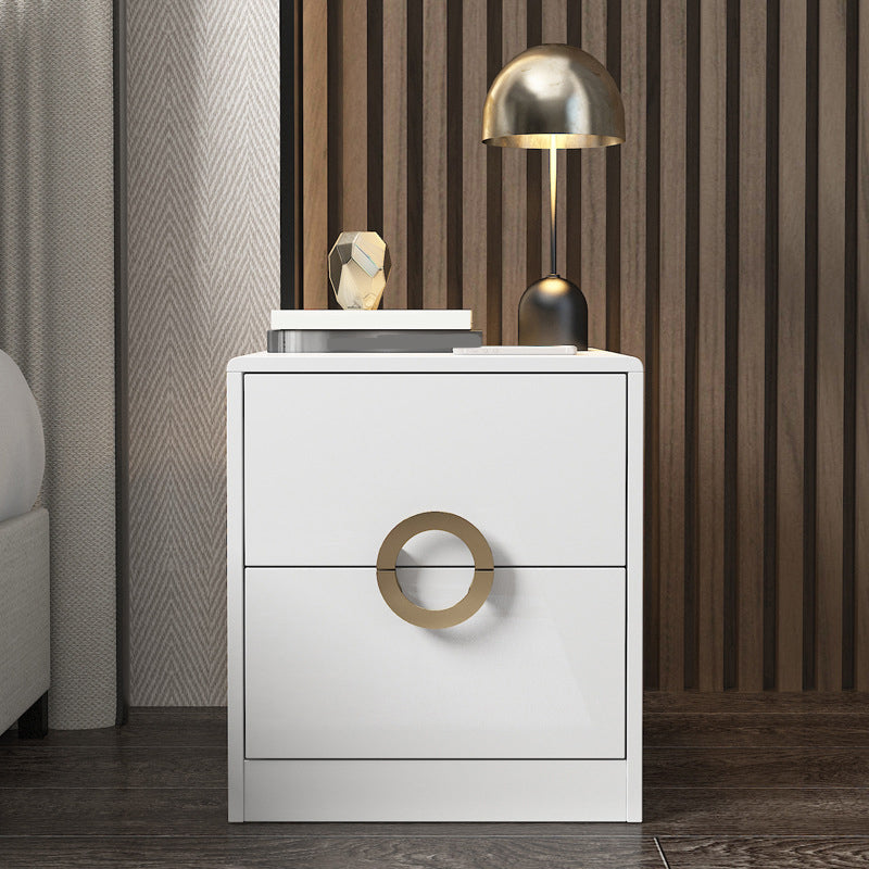 Contemporary Accent Table Nightstand Wooden Night Table with Drawers 16"L x 16"W x 18"H White 1 Piece Clearhalo 'Bedroom Furniture' 'furn' 'furn_night_stand' 'Furniture' 'night_stand' 'Nightstands' 6956898