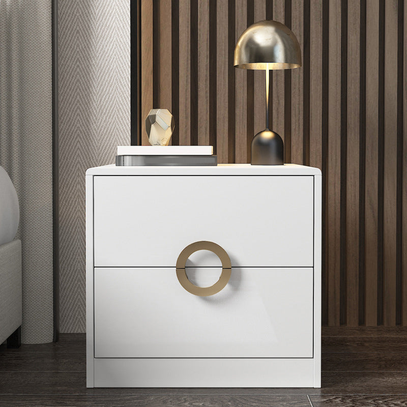 Contemporary Accent Table Nightstand Wooden Night Table with Drawers 19"L x 16"W x 18"H White 1 Piece Clearhalo 'Bedroom Furniture' 'furn' 'furn_night_stand' 'Furniture' 'night_stand' 'Nightstands' 6956905