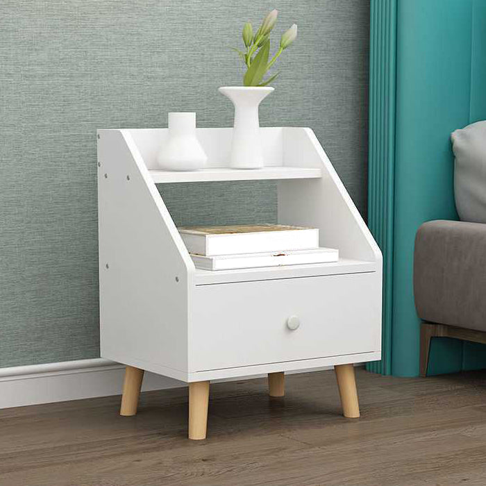 Open Storage Accent Table Nightstand Antique Finish Modern Bed Nightstand with Legs 15"L x 12"W x 20"H White 1 Piece Clearhalo 'Bedroom Furniture' 'furn' 'furn_night_stand' 'Furniture' 'night_stand' 'Nightstands' 6956917
